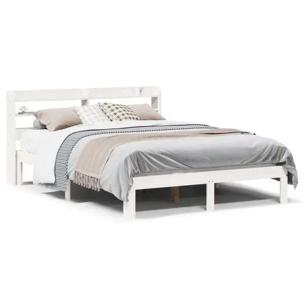 Gossi cadru de pat cu tablie, alb, 150x200 cm lemn masiv pin