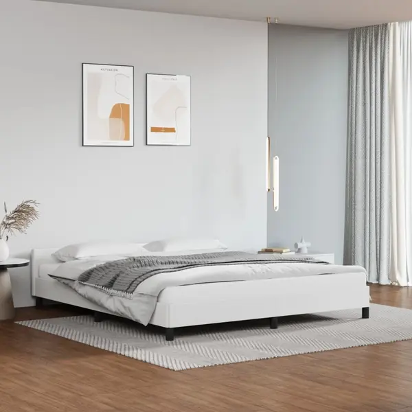Gossi cadru de pat cu tablie, alb, 180x200 cm, piele ecologica