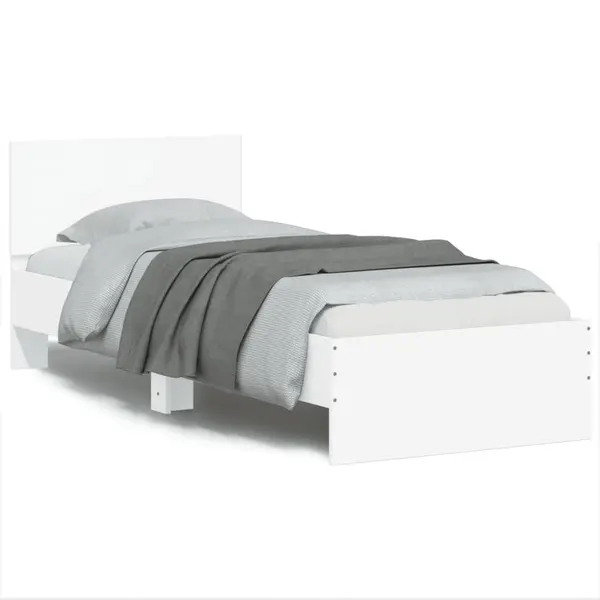 Gossi cadru de pat cu tablie, alb, 75x190 cm, lemn prelucrat