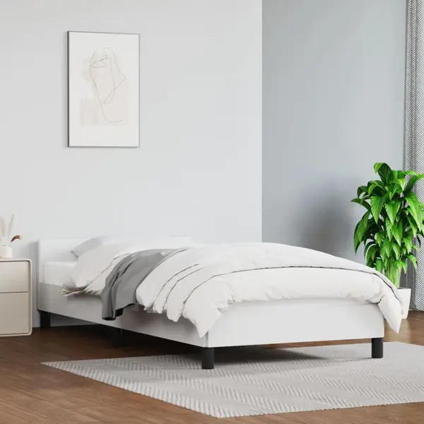 Gossi cadru de pat cu tablie, alb, 80x200 cm, piele ecologica