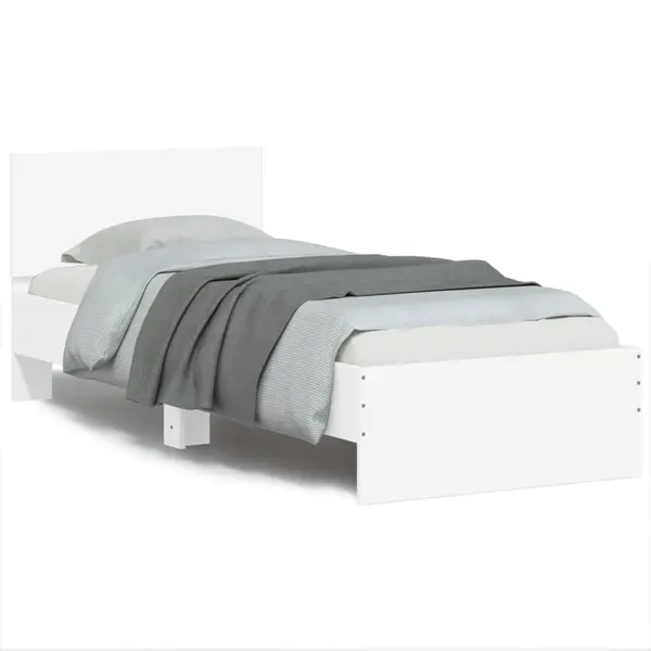 Gossi cadru de pat cu tablie, alb, 90x190 cm, lemn prelucrat