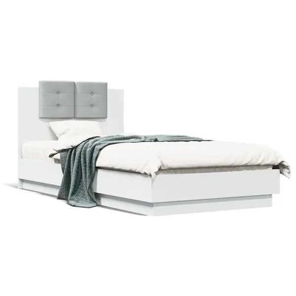 Gossi cadru de pat cu tablie, alb, 90x190 cm, lemn prelucrat