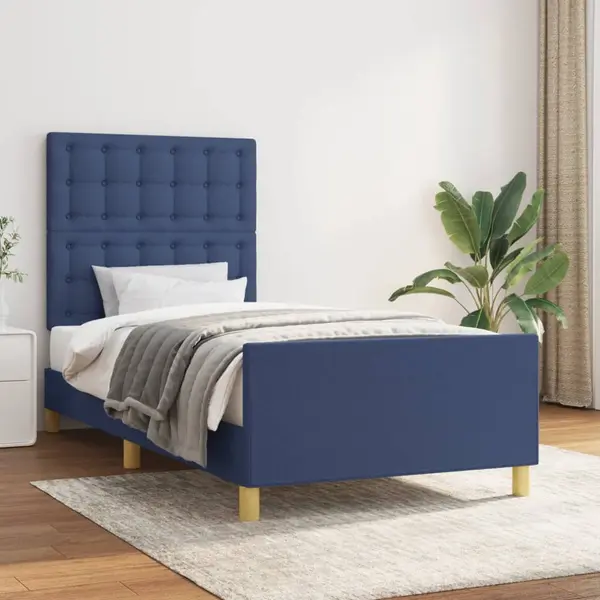 Gossi cadru de pat cu tablie, albastru, 100x200 cm, textil