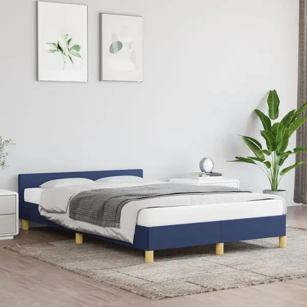 Gossi cadru de pat cu tablie, albastru, 120x200 cm, textil