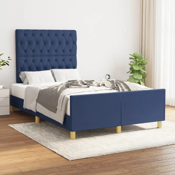 Gossi cadru de pat cu tablie, albastru, 120x200 cm, textil