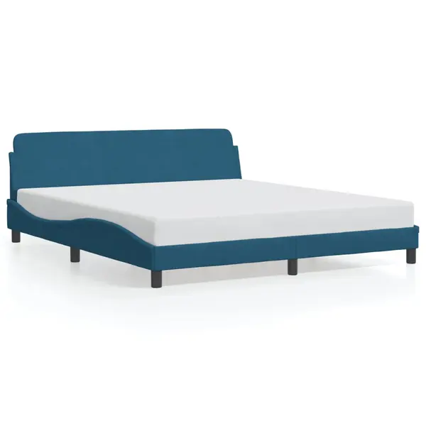 Gossi cadru de pat cu tablie, albastru, 180x200 cm, catifea