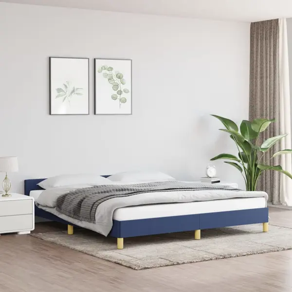 Gossi cadru de pat cu tablie, albastru, 180x200 cm, textil