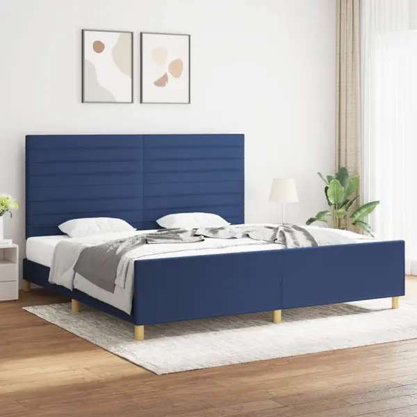 Gossi cadru de pat cu tablie, albastru, 200x200 cm, textil