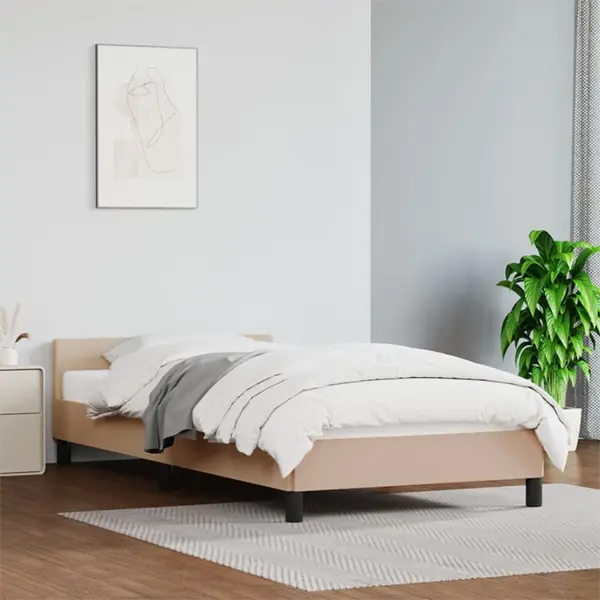 Gossi cadru de pat cu tablie, cappuccino, 100x200 cm, piele ecologica