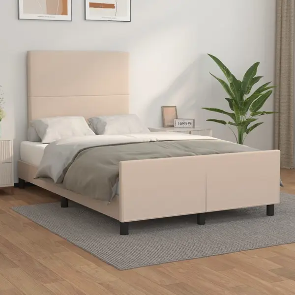 Gossi cadru de pat cu tablie, cappuccino, 120x200 cm, piele ecologica