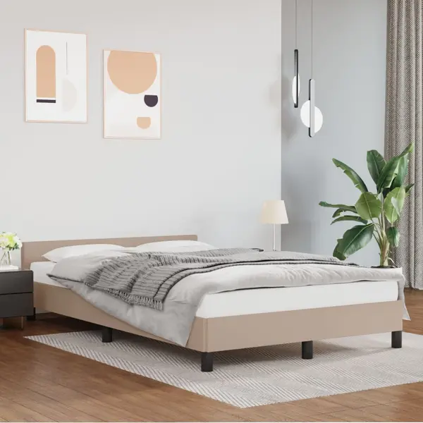 Gossi cadru de pat cu tablie, cappuccino, 120x200 cm, piele ecologica