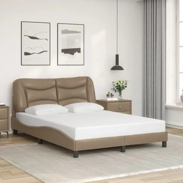Gossi cadru de pat cu tablie, cappuccino, 120x200 cm, piele ecologica