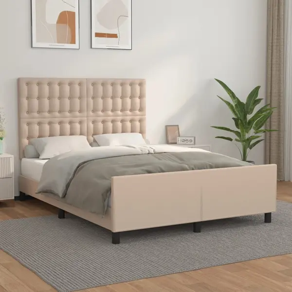 Gossi cadru de pat cu tablie, cappuccino, 140x200 cm, piele ecologica