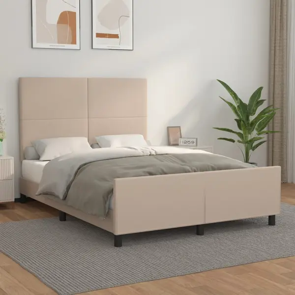 Gossi cadru de pat cu tablie, cappuccino, 140x200 cm, piele ecologica