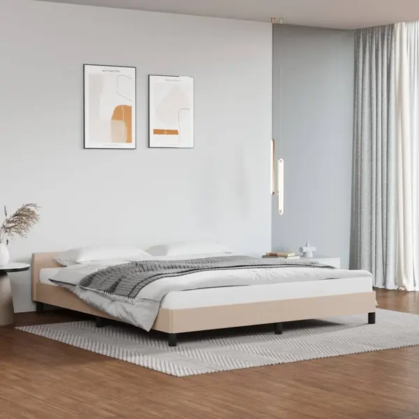 Gossi cadru de pat cu tablie, cappuccino, 180x200 cm, piele ecologica