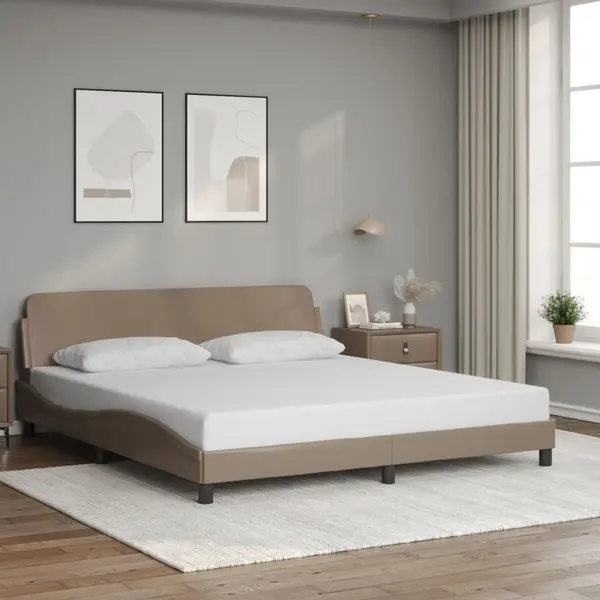 Gossi cadru de pat cu tablie, cappuccino, 180x200 cm, piele ecologica