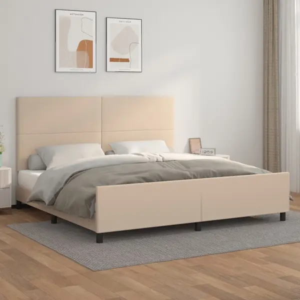 Gossi cadru de pat cu tablie, cappuccino, 200x200 cm, piele ecologica