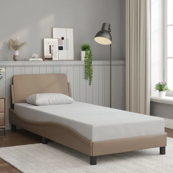 Gossi cadru de pat cu tablie, cappuccino, 80x200 cm, piele ecologica