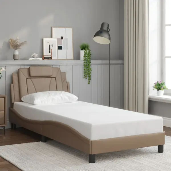 Gossi cadru de pat cu tablie, cappuccino, 80x200 cm, piele ecologica