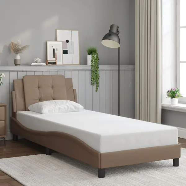 Gossi cadru de pat cu tablie, cappuccino, 80x200 cm, piele ecologica