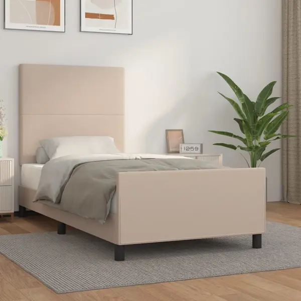 Gossi cadru de pat cu tablie, cappuccino, 90x190 cm, piele ecologica