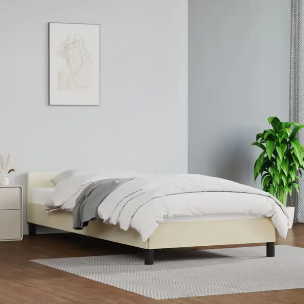 Gossi cadru de pat cu tablie, crem, 100x200 cm, piele ecologica