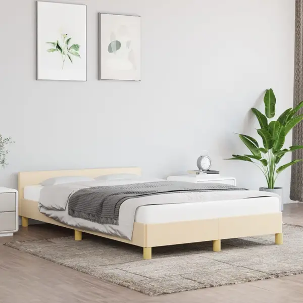 Gossi cadru de pat cu tablie, crem, 120x200 cm, textil
