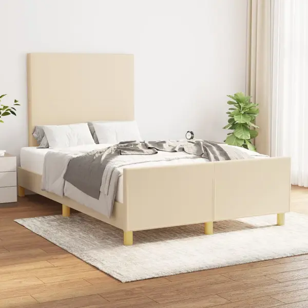 Gossi cadru de pat cu tablie, crem, 120x200 cm, textil