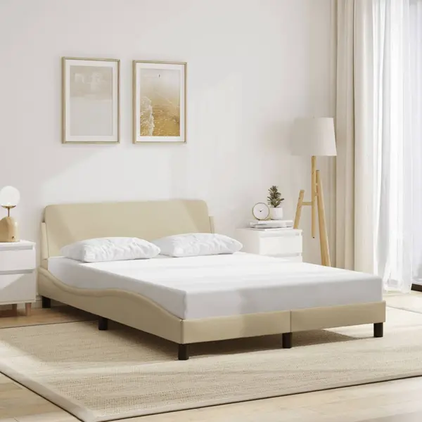 Gossi cadru de pat cu tablie, crem, 120x200 cm, textil