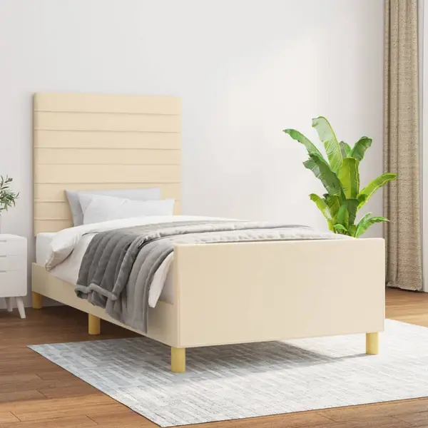 Gossi cadru de pat cu tablie, crem, 80x200 cm, textil