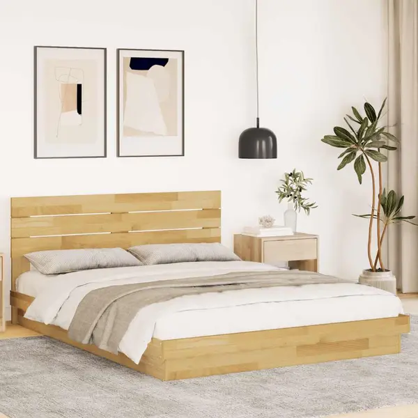 Gossi cadru de pat cu tablie fara saltea 150x200 cm lemn masiv stejar