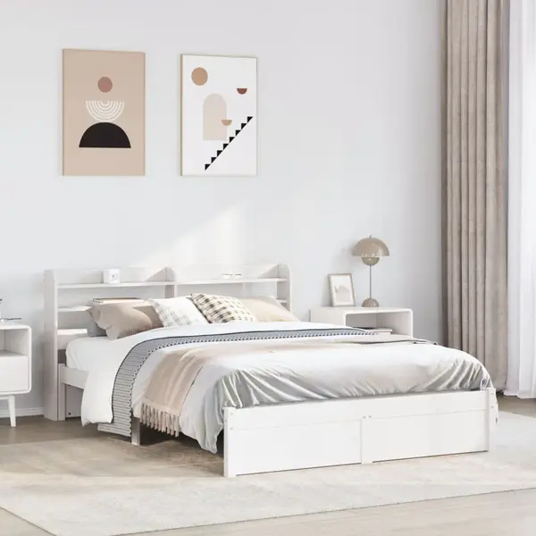 Gossi cadru de pat cu tablie fara saltea, alb, 160x200 cm