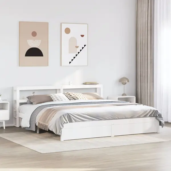Gossi cadru de pat cu tablie fara saltea, alb, 200x200 cm