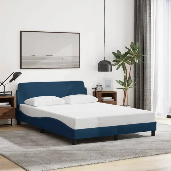 Gossi cadru de pat cu tablie fara saltea, albastru, 120x200cm, textil