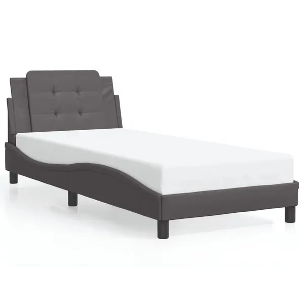Gossi cadru de pat cu tablie, gri, 100x200 cm, piele ecologica