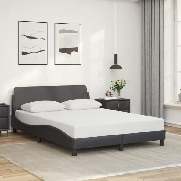 Gossi cadru de pat cu tablie, gri, 140x200 cm, piele ecologica