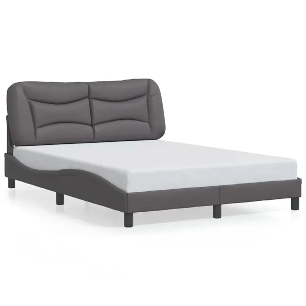 Gossi cadru de pat cu tablie, gri, 140x200 cm, piele ecologica