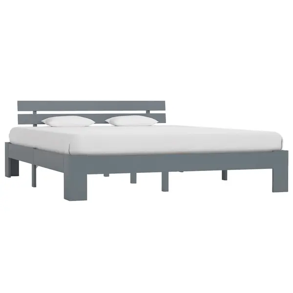 Gossi cadru de pat cu tablie, gri, 160x200 cm, lemn masiv de pin