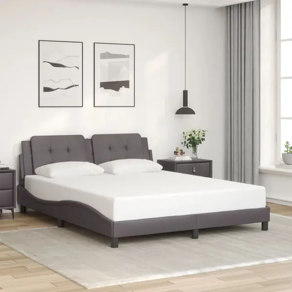 Gossi cadru de pat cu tablie, gri, 160x200 cm, piele ecologica