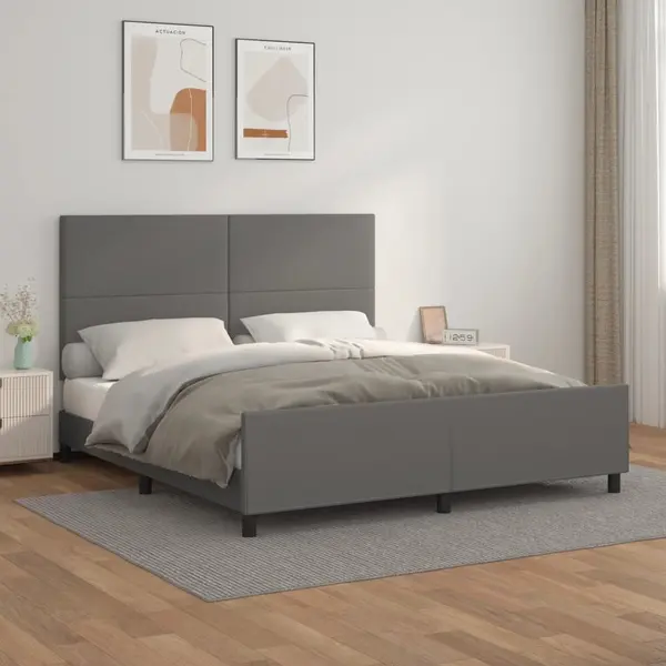 Gossi cadru de pat cu tablie, gri, 180x200 cm, piele ecologica