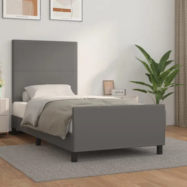 Gossi cadru de pat cu tablie, gri, 80x200 cm, piele ecologica