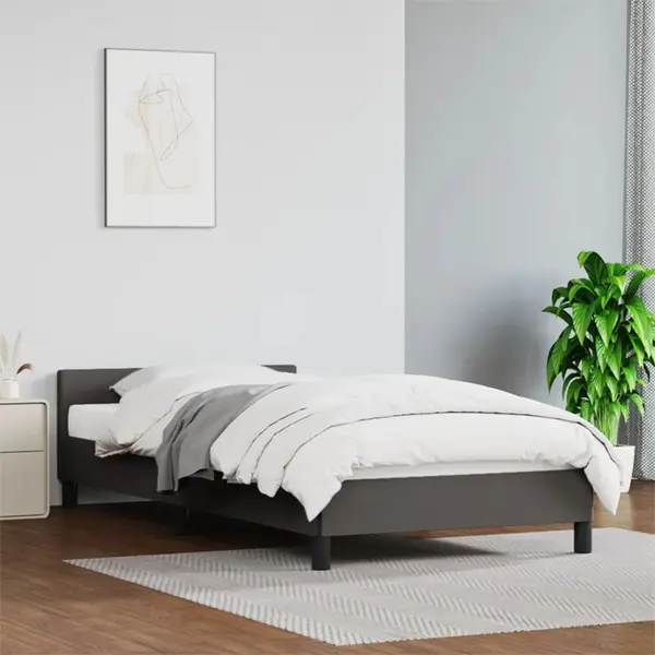 Gossi cadru de pat cu tablie, gri, 80x200 cm, piele ecologica