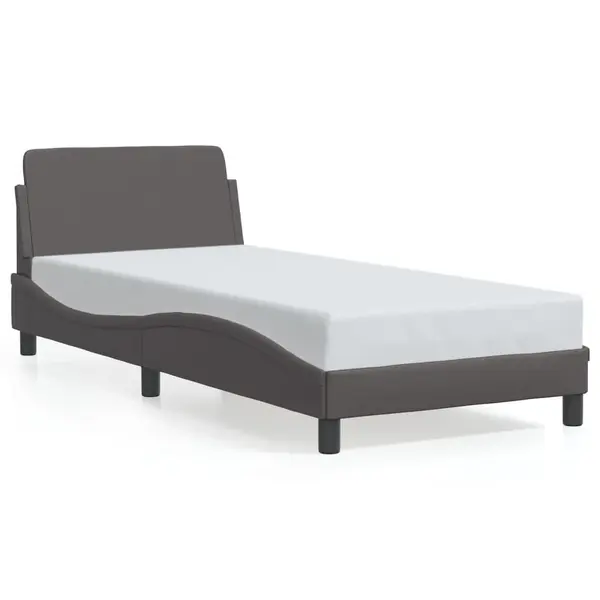 Gossi cadru de pat cu tablie, gri, 90x190 cm, piele ecologica