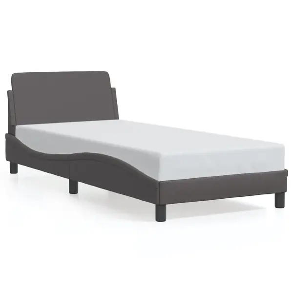 Gossi cadru de pat cu tablie, gri, 90x200 cm, piele ecologica