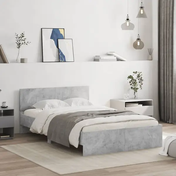 Gossi cadru de pat cu tablie, gri beton, 120x200 cm
