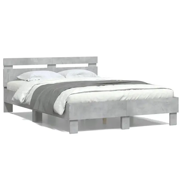 Gossi cadru de pat cu tablie gri beton 120x200 cm lemn prelucrat