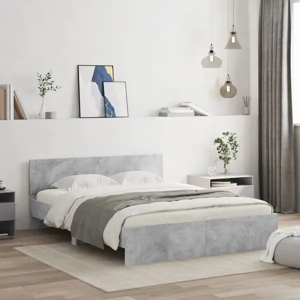 Gossi cadru de pat cu tablie, gri beton, 150x200 cm