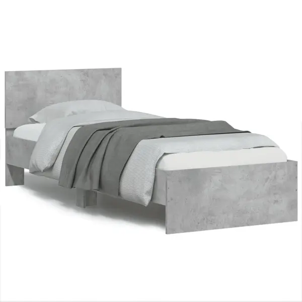 Gossi cadru de pat cu tablie, gri beton, 75x190 cm, lemn prelucrat
