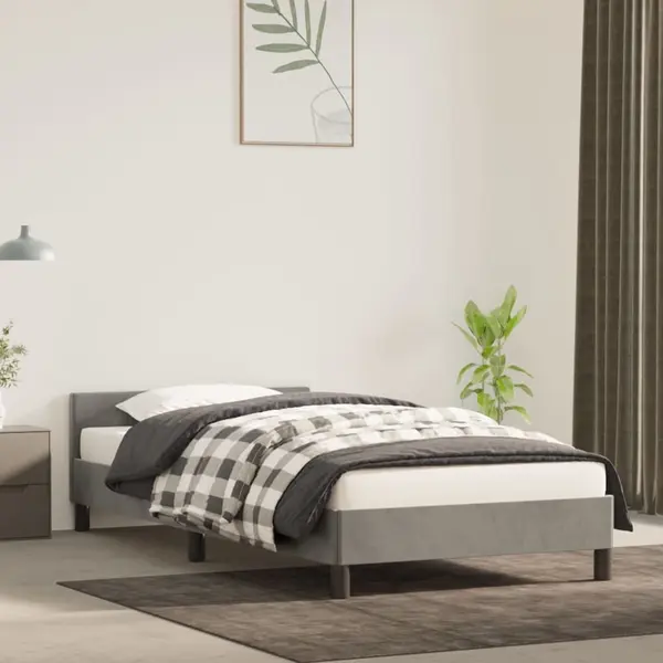 Gossi cadru de pat cu tablie, gri deschis, 100x200 cm, catifea