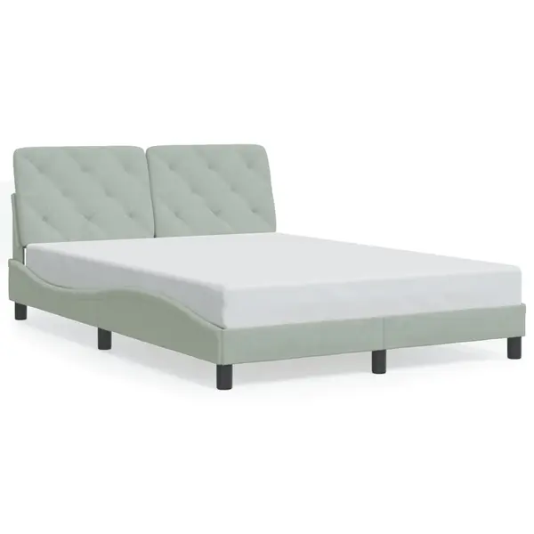 Gossi cadru de pat cu tablie, gri deschis, 120x200 cm, catifea